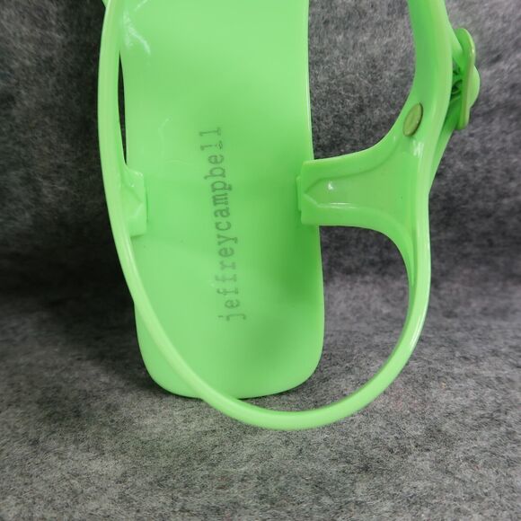 Jeffrey Campbell Shoes Womens 6 Sandal Jelly Flat Flower Thong Ankle Strap Green - Picture 9 of 15